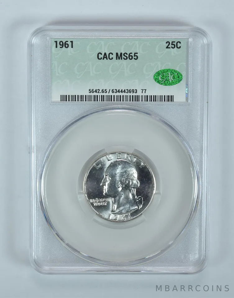 1961 Washington Quarter MS65 CAC CACg