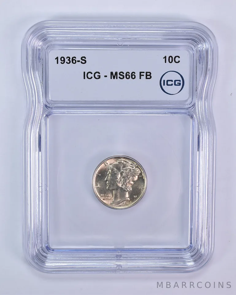 1936-S Mercury Dime MS66 FB ICG
