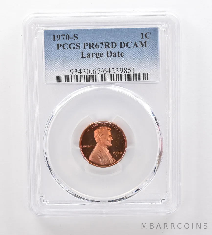 1970-S Lincoln Memorial Cent Large Date PR67 RD DCAM PCGS Beautiful Tone *2091