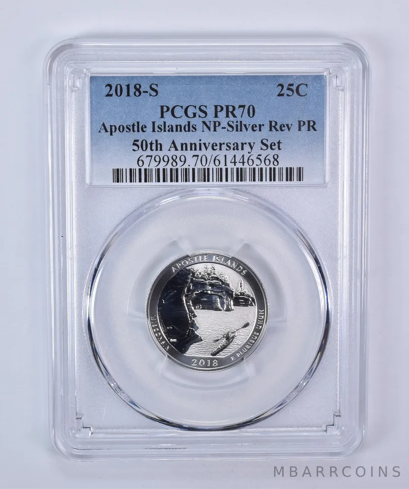 2018-S Quarter ATB Silver Apostle Islands 50th Anniversary Set Reverse PR70 PCGS