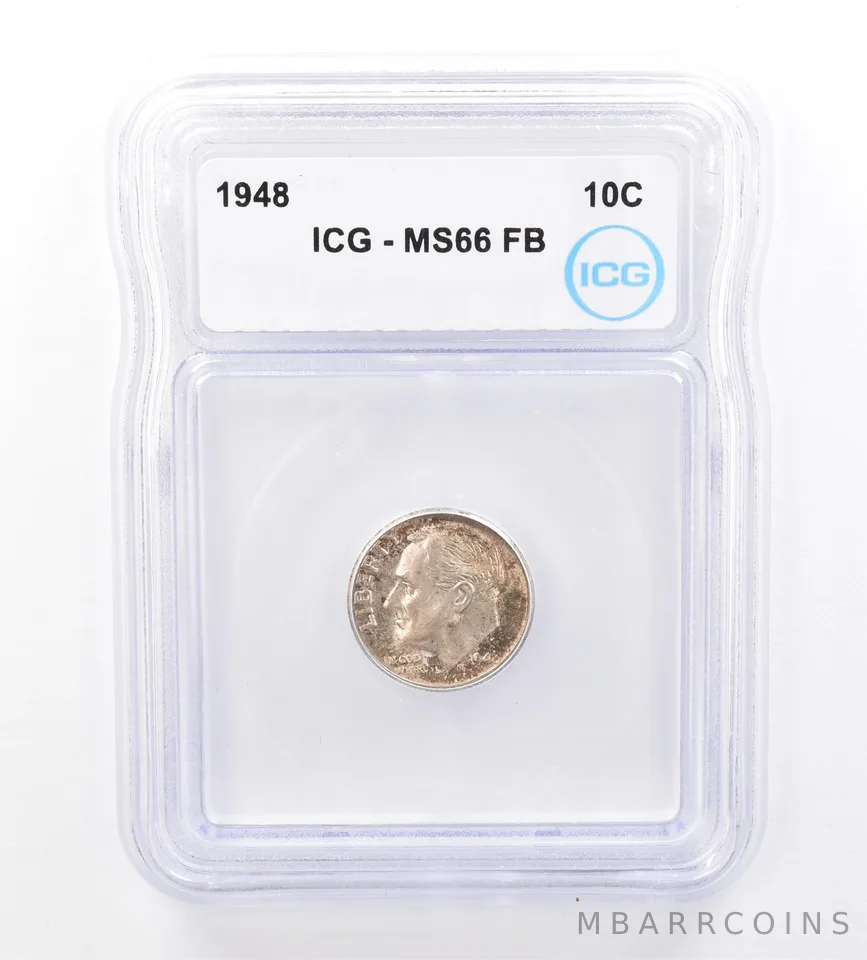 1948 Roosevelt Dime MS66 FB ICG Beautiful Tone *1649