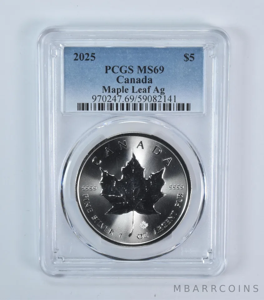 2025 Canada 5 Dollars Silver Maple Leaf MS69 PCGS Blue Label