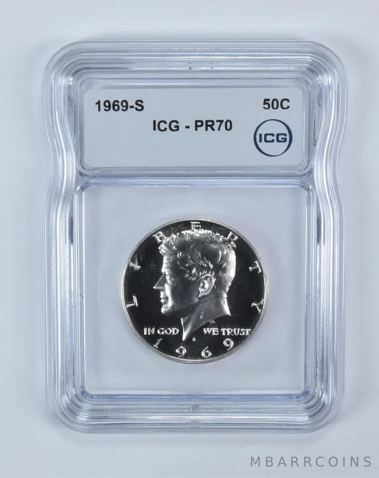 1969-S Kennedy Half Dollar PR70 ICG
