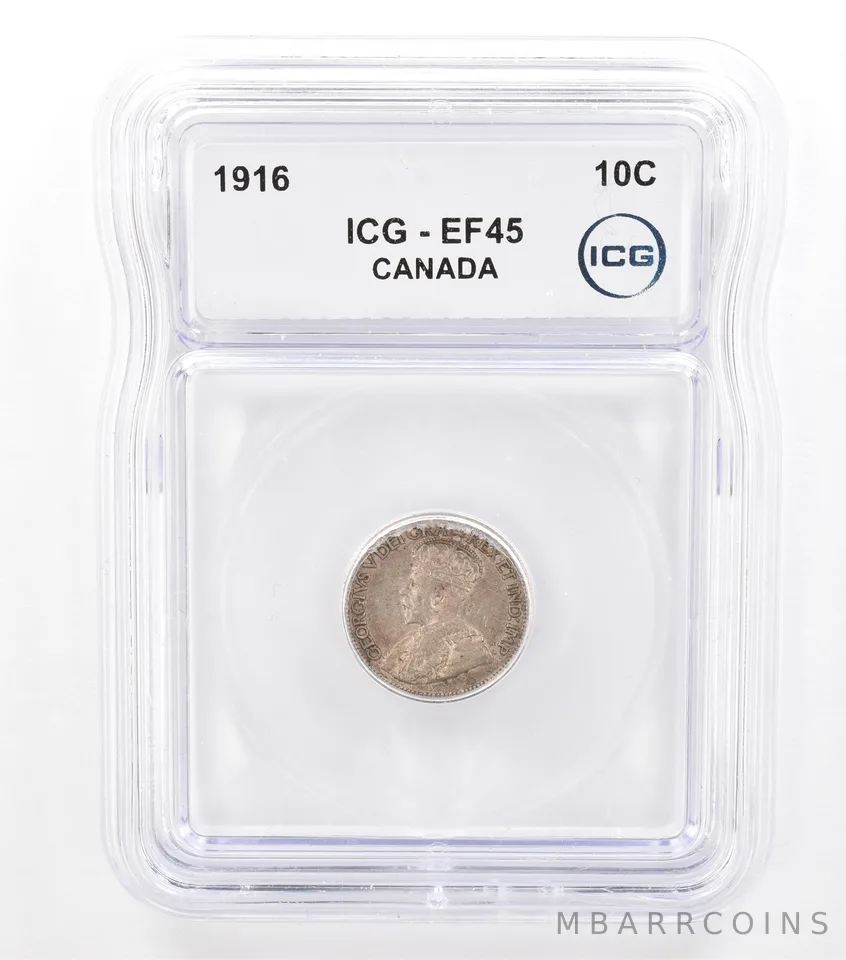 1916 Canada 10 Cent EF45 ICG Beautiful Tone *5754