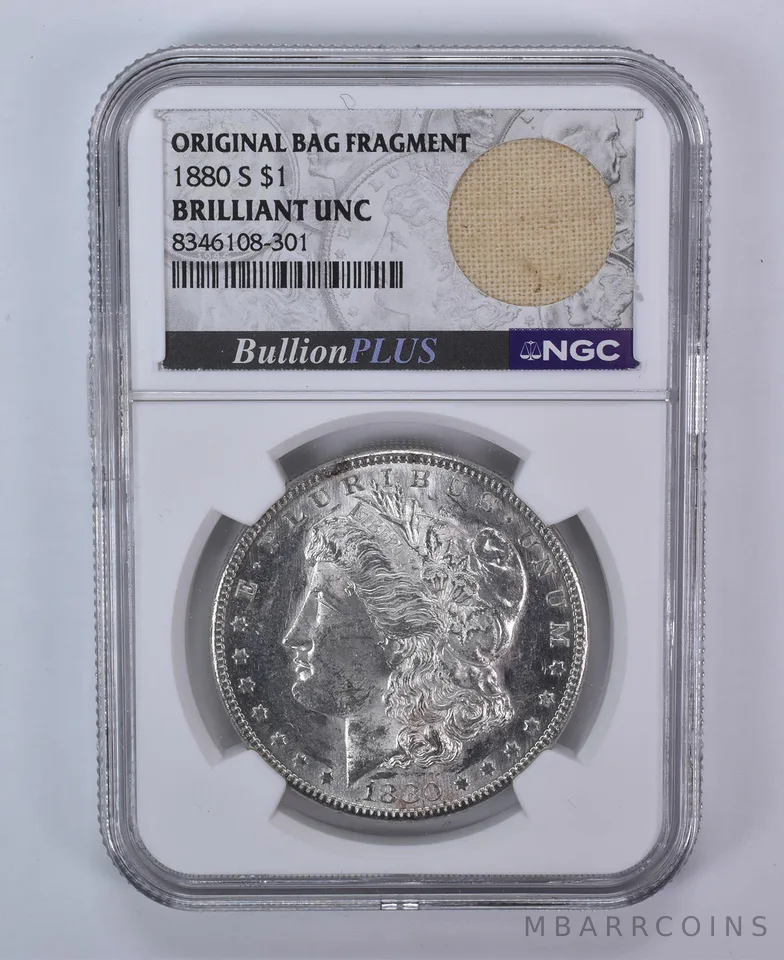 1880-S Morgan Silver Dollar Original Bag Fragment BU NGC