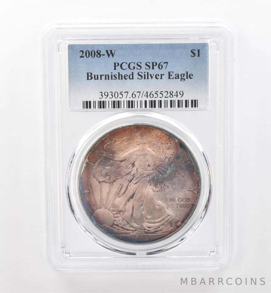 2008-W Burnished Silver Eagle SP67 PCGS Beautiful Tone *1767