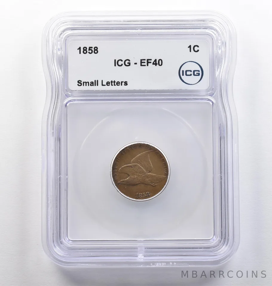 1858 Flying Eagle Cent Small Letters EF40 ICG *4086