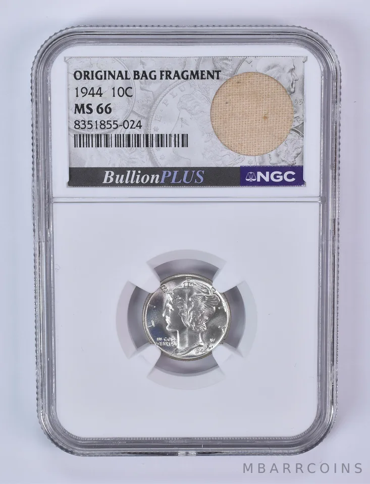 1944 Mercury Dime Original Bag Fragment MS66 NGC