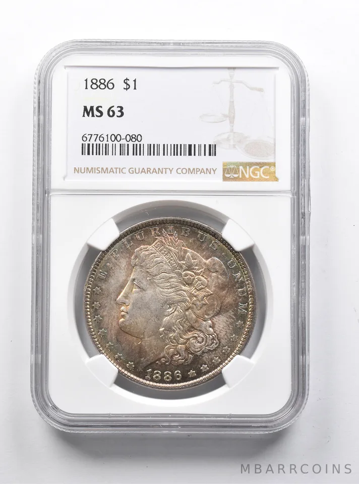MS63 1886 Morgan Silver Dollar NGC *1238