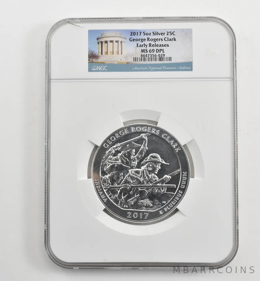 2017 5 Oz Silver Quarter ATB George Rogers Clark ER MS69 DPL NGC *1677