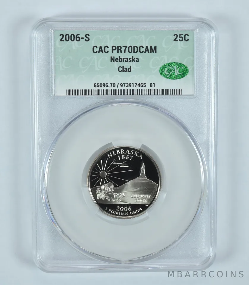 2006-S Washington State Quarter Nebraska CLAD PR70 DCAM CAC CACg