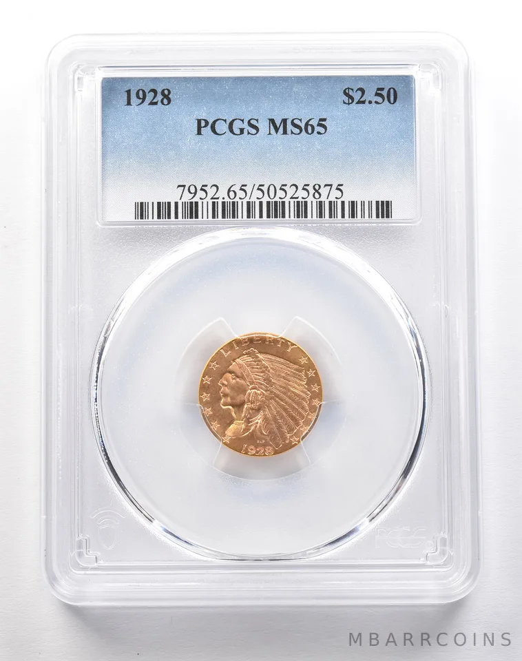 1928 $2.50 Indian Head Gold Quarter Eagle MS65 PCGS *1838