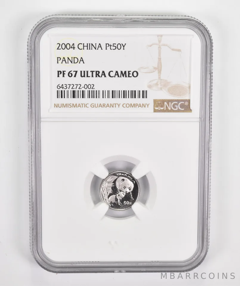 PF67 UCAM 2004 China 50 Yuan - 1/20 Oz. .999 Fine Platinum - Panda - NGC a0389