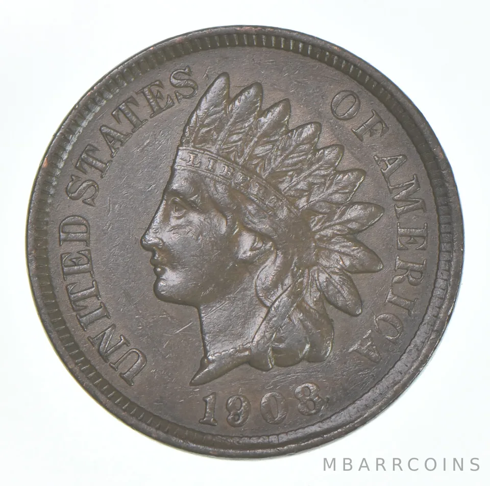 XF 1908 Indian Head Copper Cent Penny - High Grade Sample