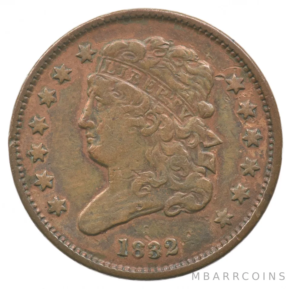 1832 Classic Head Half Cent Piece a7325