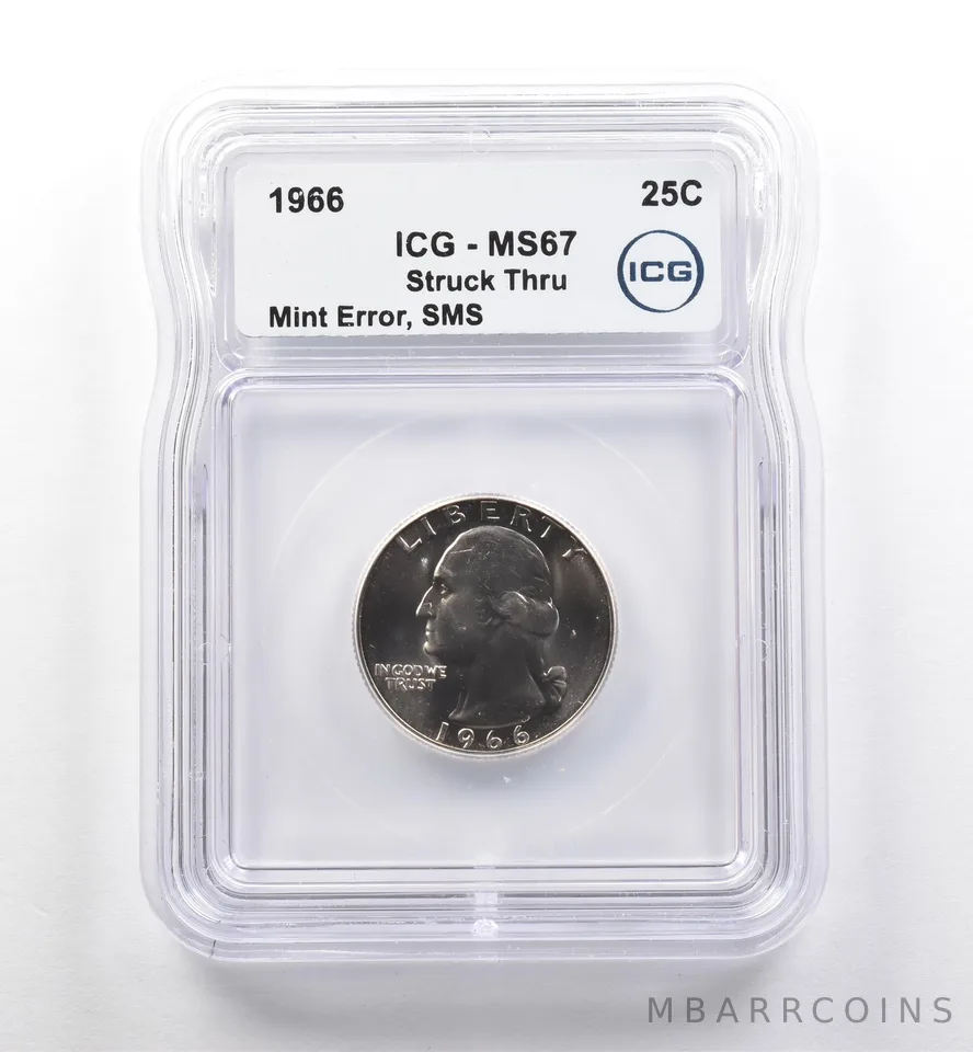 1966 Washington Quarter SMS Mint Error MS67 ICG *7518