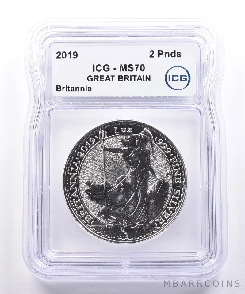 2019 Great Britain 2 Pounds Silver Britannia MS70 ICG