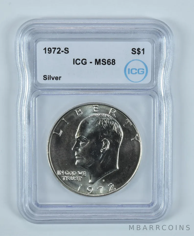 1972-S Eisenhower $1 Silver 40% MS68 ICG