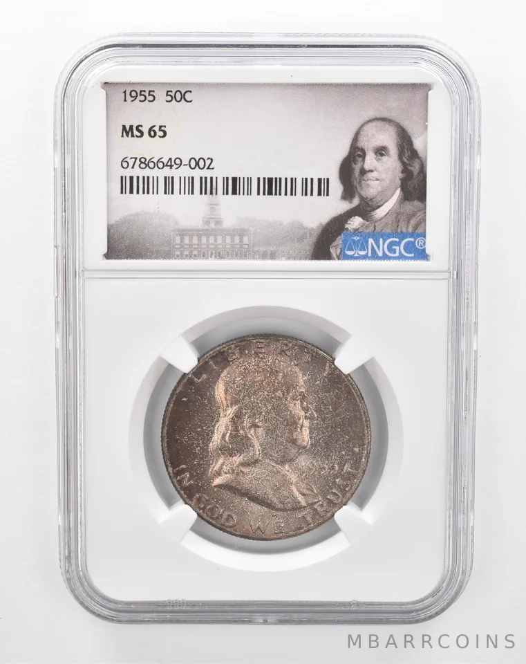 1955 Franklin Half Dollar MS65 NGC Beautiful Tone *2866