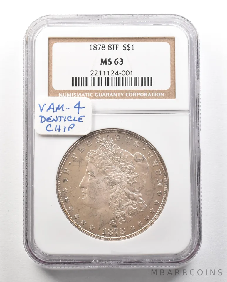 1878 8TF Morgan Silver Dollar MS63 NGC a4757