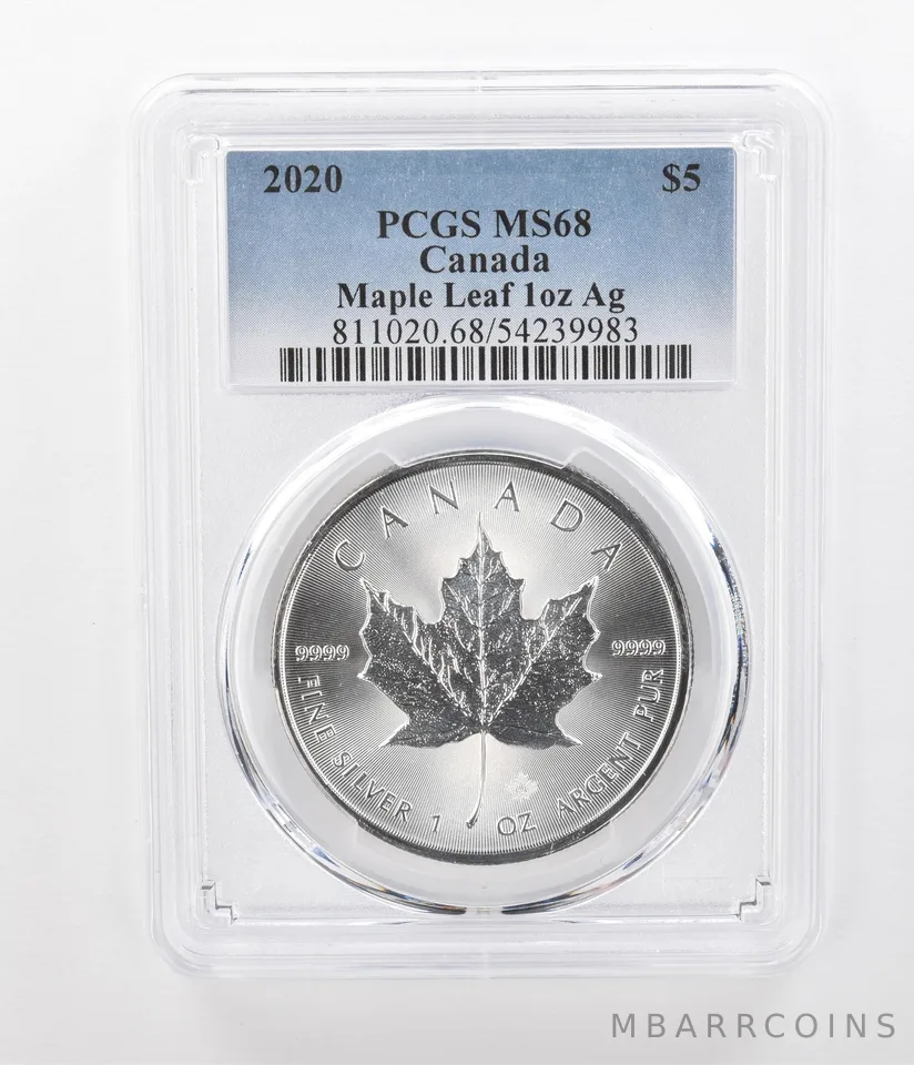 2020 Canada 5 Dollars Silver Maple Leaf MS68 PCGS Beautiful Tone Reverse *1229