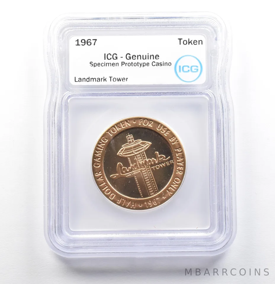 1967 Casino Token Landmark Tower Half Dollar Specimen Prototype ICG a0560