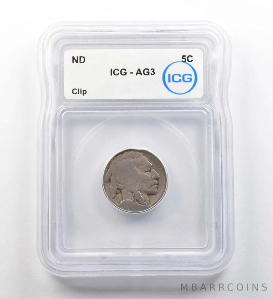 1913-1938 Indian Head Buffalo Nickel Clip AG3 ICG ERROR *8191