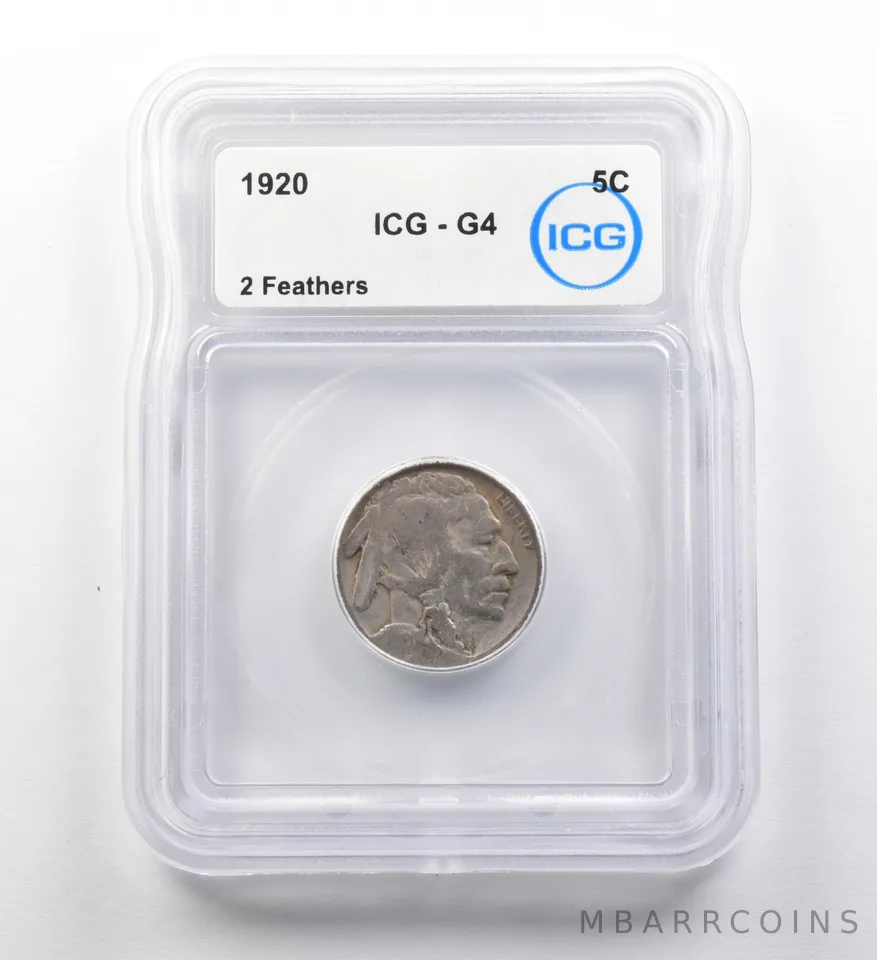 1920 Indian Head Buffalo Nickel 2 Feathers G4 ICG ERROR *8187