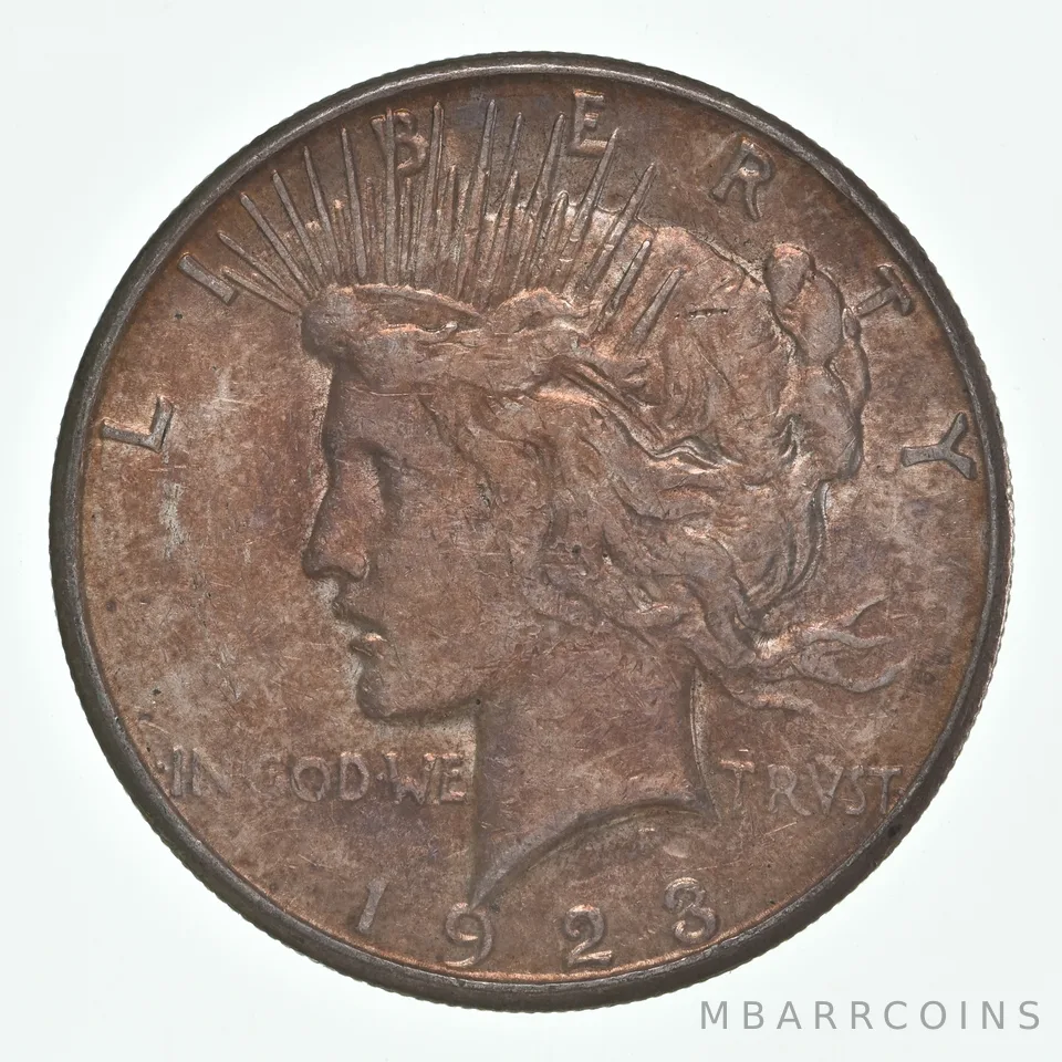 1923-S Peace Silver Dollar Interesting Copper Toning *4472