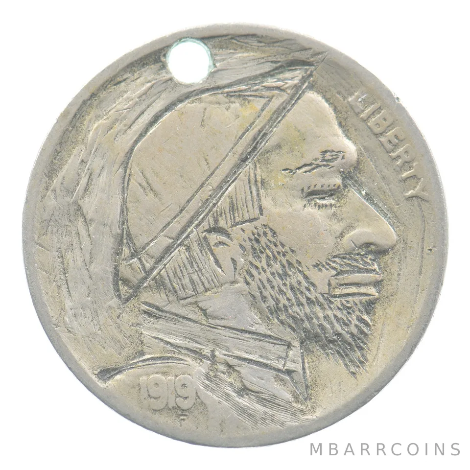 1919 Indian Head Buffalo Nickel Hobo Nickel Holed *4812