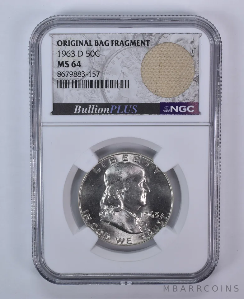 1963-D Franklin Half Dollar Original Bag Fragment MS64 NGC
