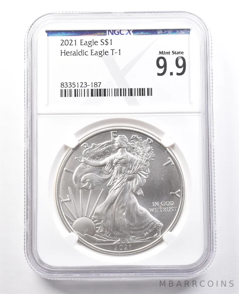 2021 American Silver Eagle Type 1 Mint State 9.9 NGC X NGCX