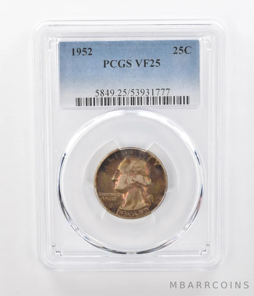 1952 Washington Quarter VF25 PCGS Beautiful Tone *1074