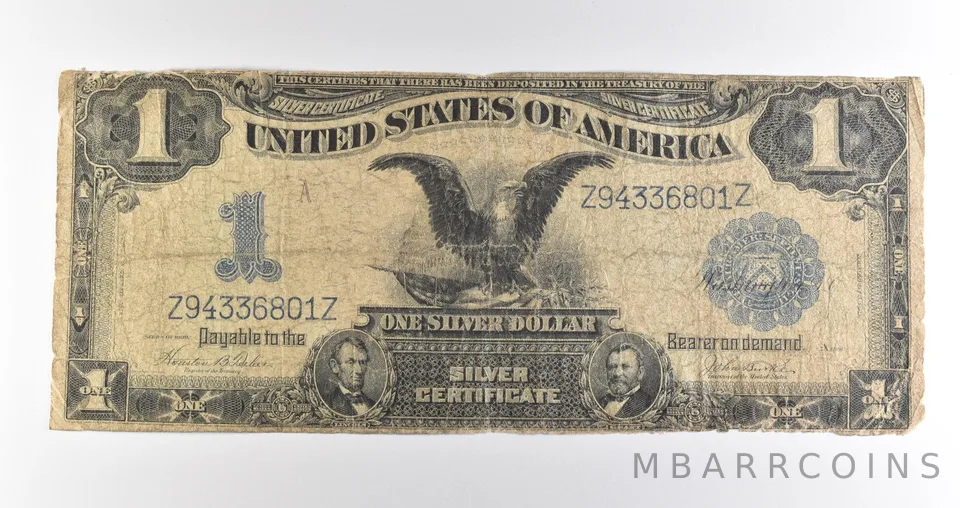 1899 $1 Silver Certificate Black Eagle Blue Seal Large Note *4503