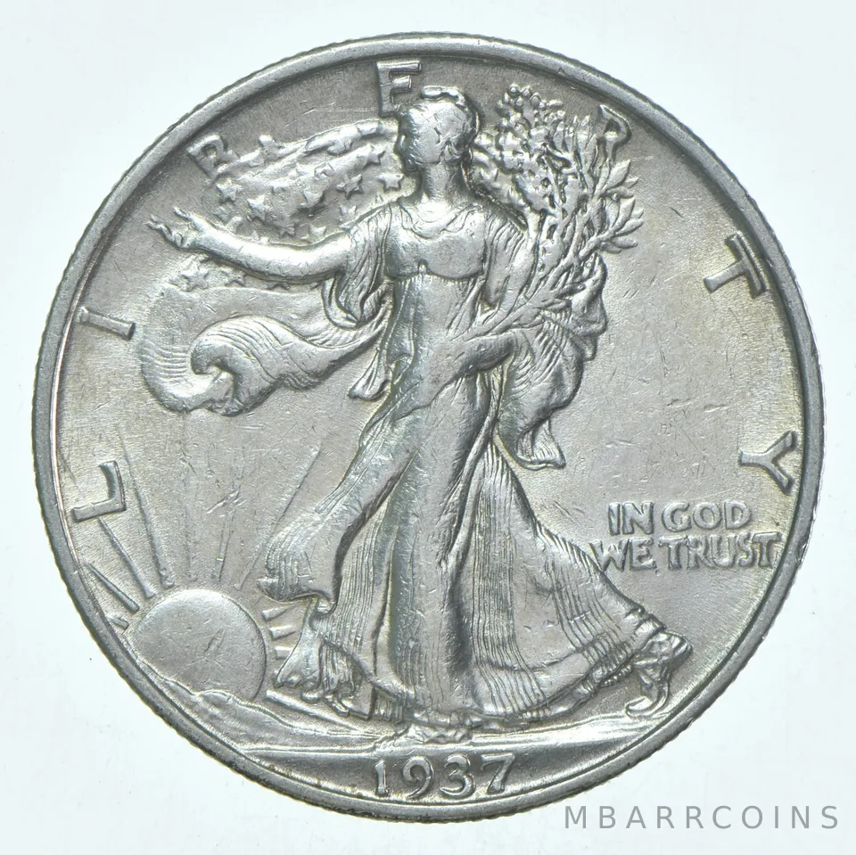 BU 1937-S Walking Liberty Half Dollar Uncirculated 90% Silver
