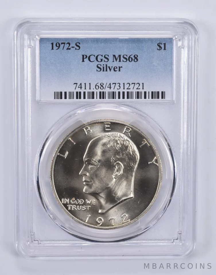 1972-S Eisenhower $1 Silver MS68 PCGS Blue Label