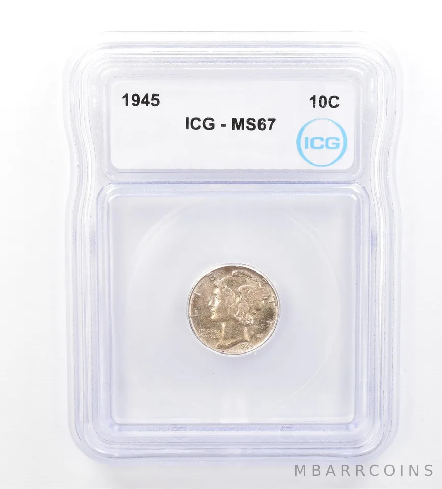 1945 Mercury Dime MS67 ICG Beautiful Tone *1674