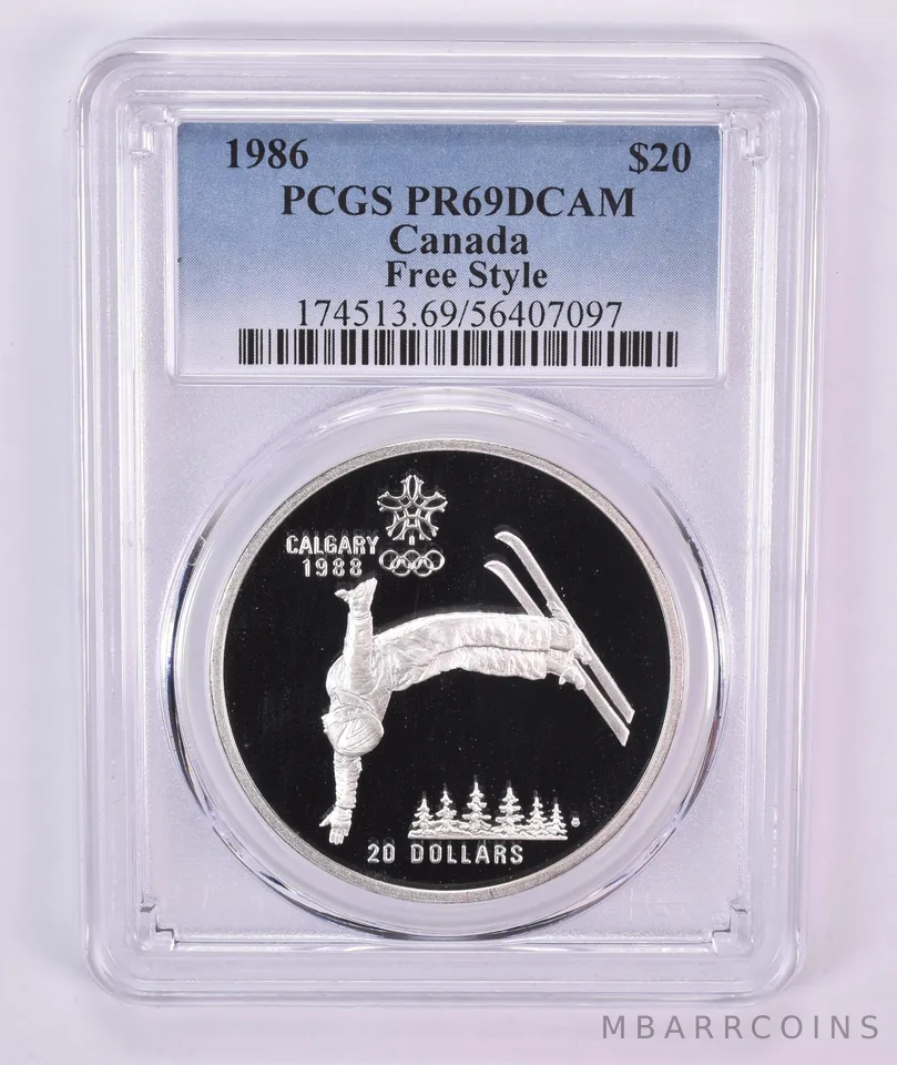 1986 Canada 20 Dollars Calgary Olympics Freestyle PR69 DCAM PCGS