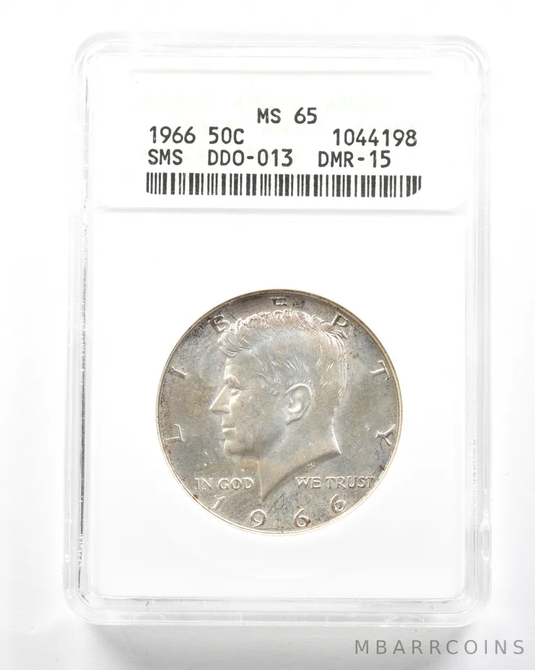 1966 Kennedy Half Dollar SMS DDO-013 DMR-15 MS65 ANACS *2040