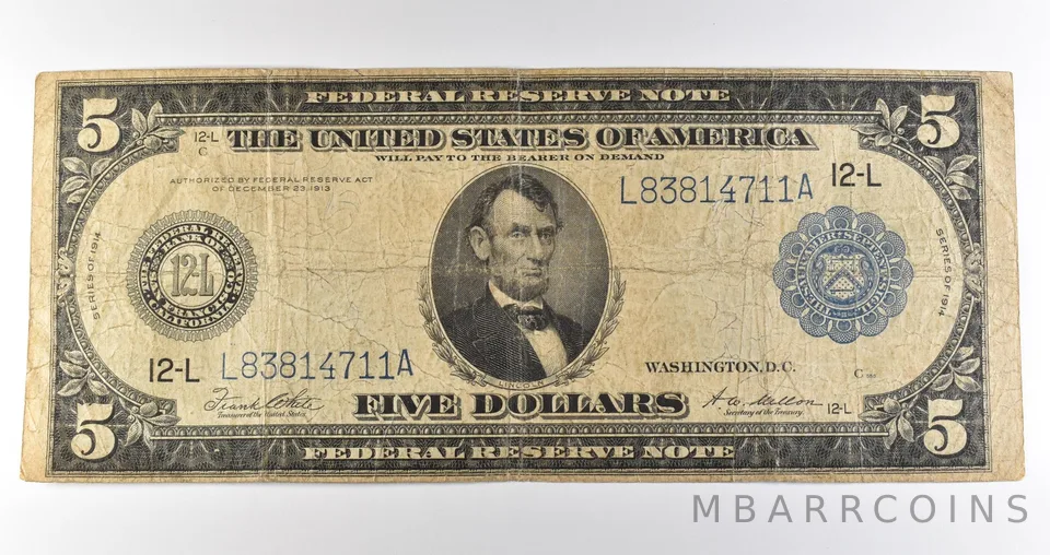 1914 $5 San Francisco CA FRN Large Note Blue Seal *3665