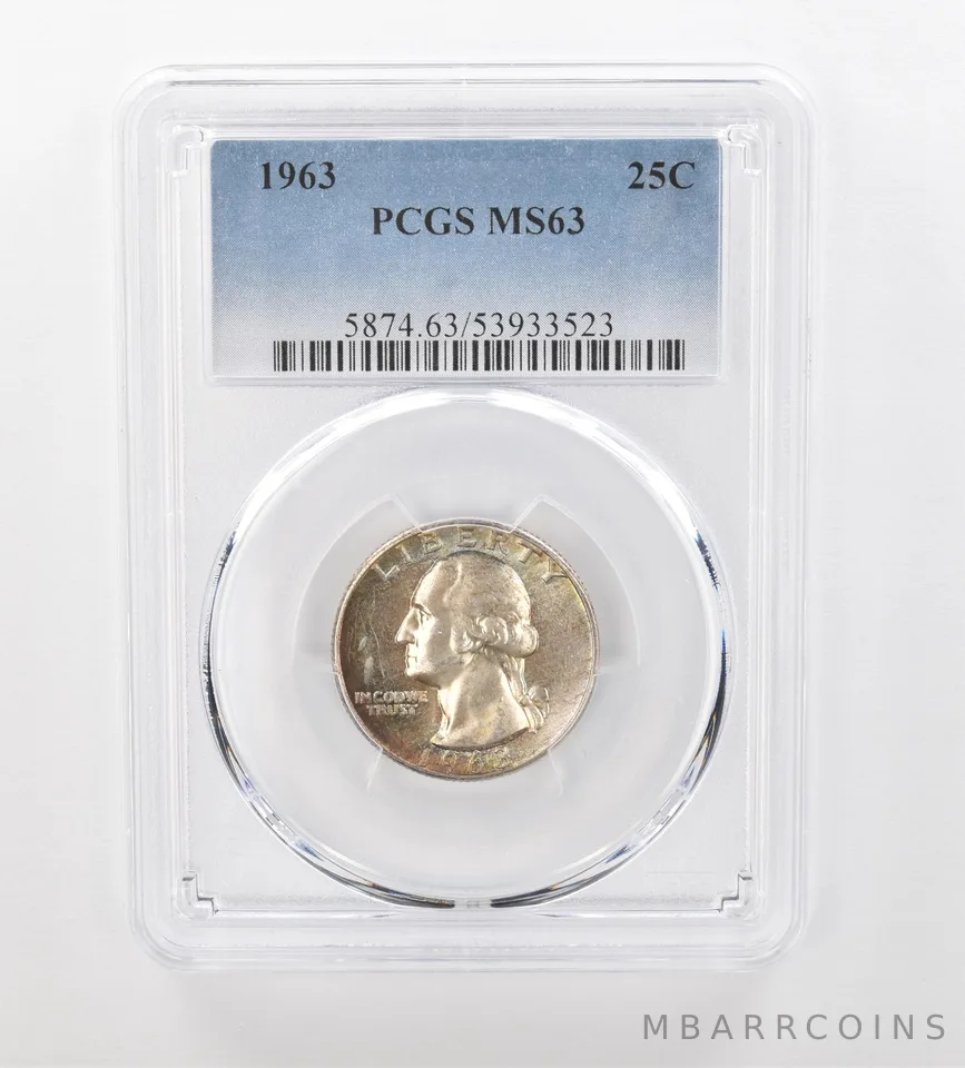 1963 Washington Quarter MS63 PCGS Beautiful Tone *0937