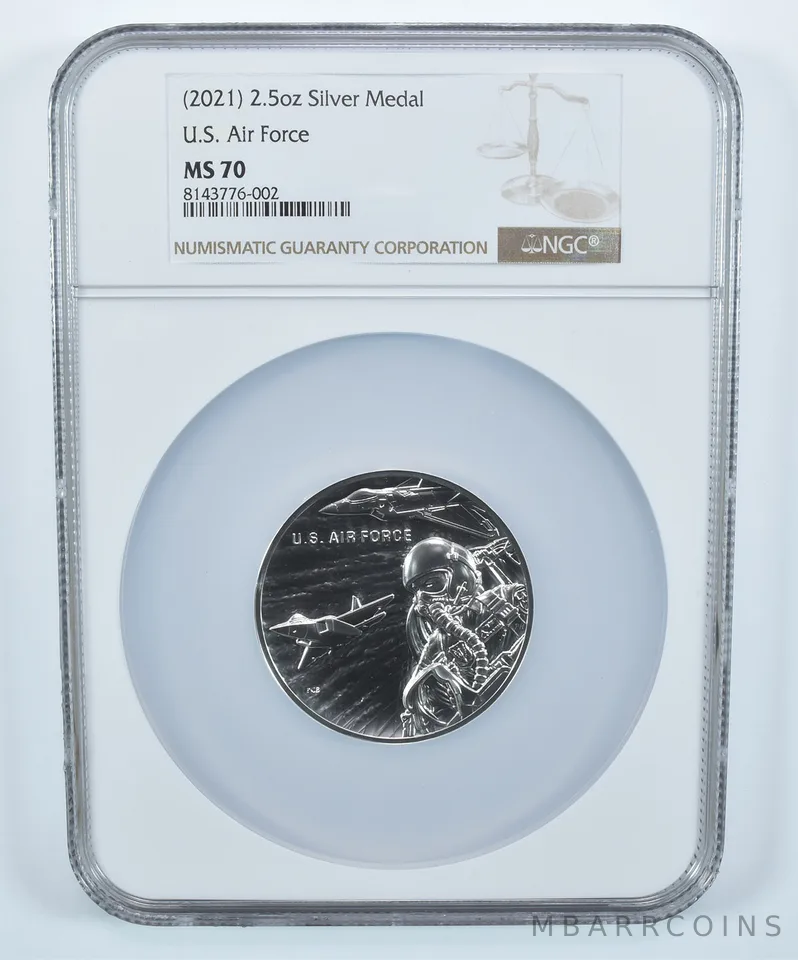 (2021) 2.5 Oz Silver Medal US Air Force MS70 NGC Brown Label