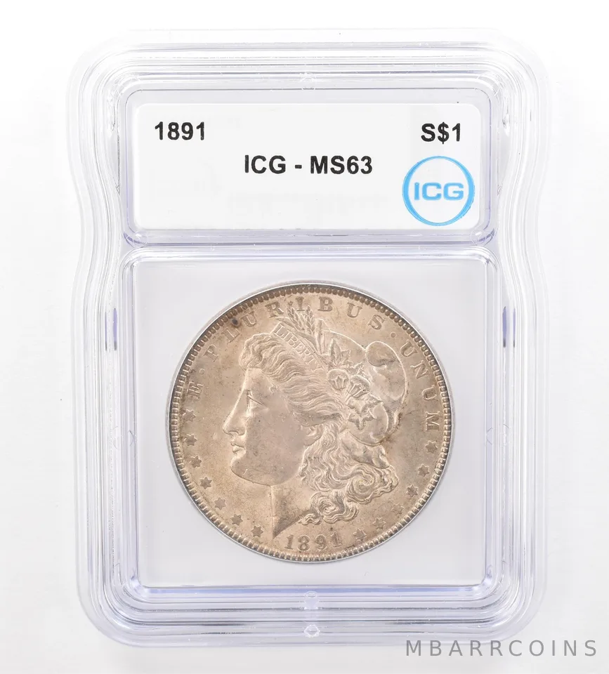1891 Morgan Silver Dollar MS63 ICG Beautiful Tone a7395