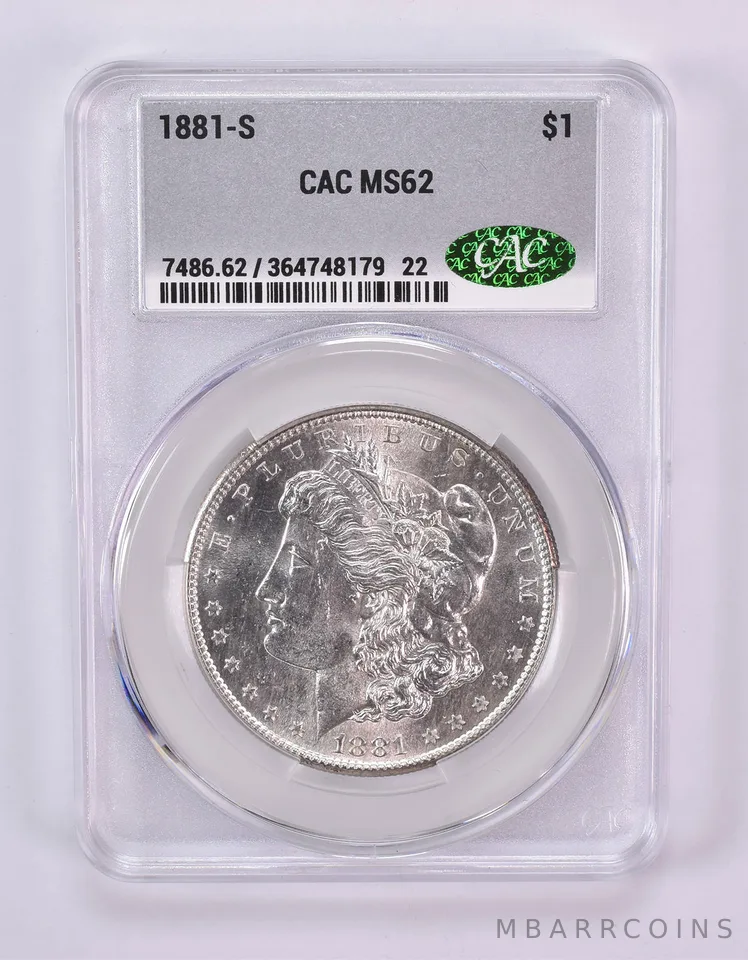 1881-S Morgan Silver Dollar MS62 CAC CACg