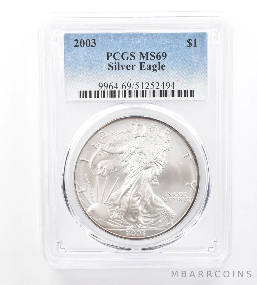 2003 American Silver Eagle MS69 PCGS Peripheral Tone a1768