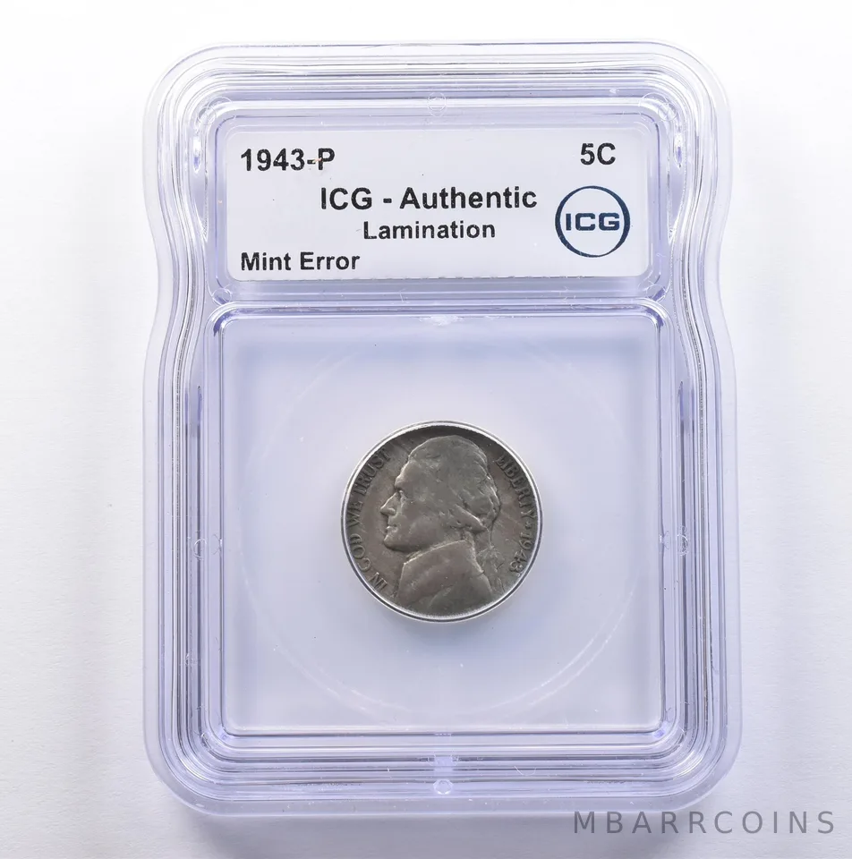 1943-P Jefferson Nickel Mint Error Lamination Authentic ICG *9130