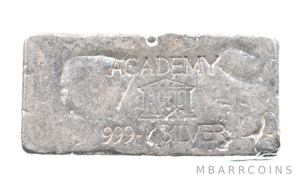 4.67 Troy Oz Silver Bar Academy Vintage Poured Loaf CSRCO Odd *2932