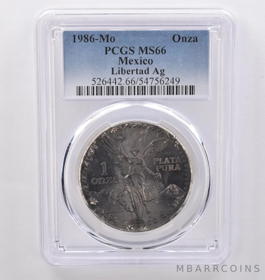 1986 Mo Mexico 1 Onza Silver Libertad MS66 PCGS Beautiful Tone *8940