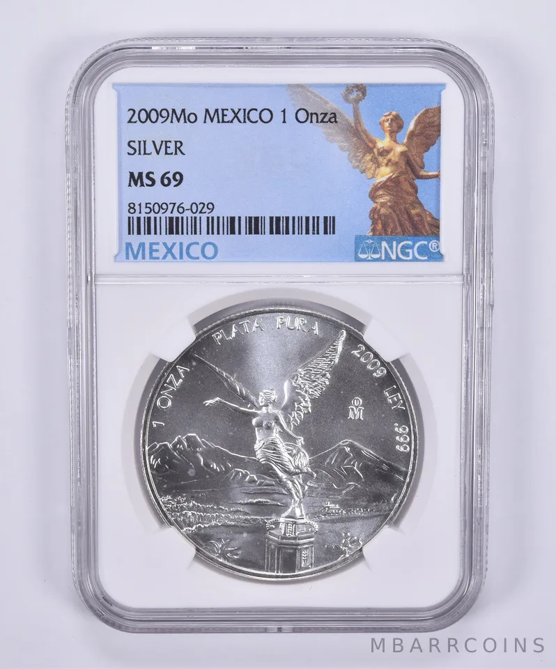 2009 Mo Mexico 1 Onza Silver Libertad MS69 NGC Mexico Label