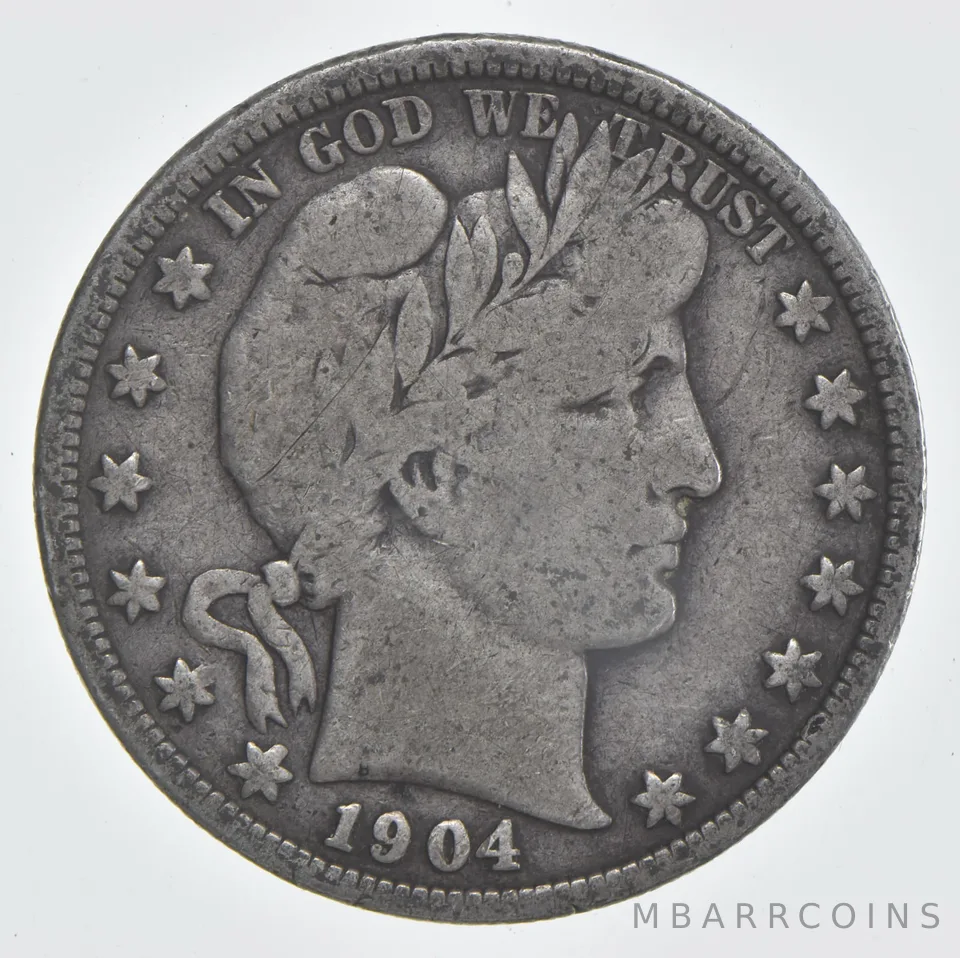 1904-S Barber Half Dollar 90% Silver VG Condition